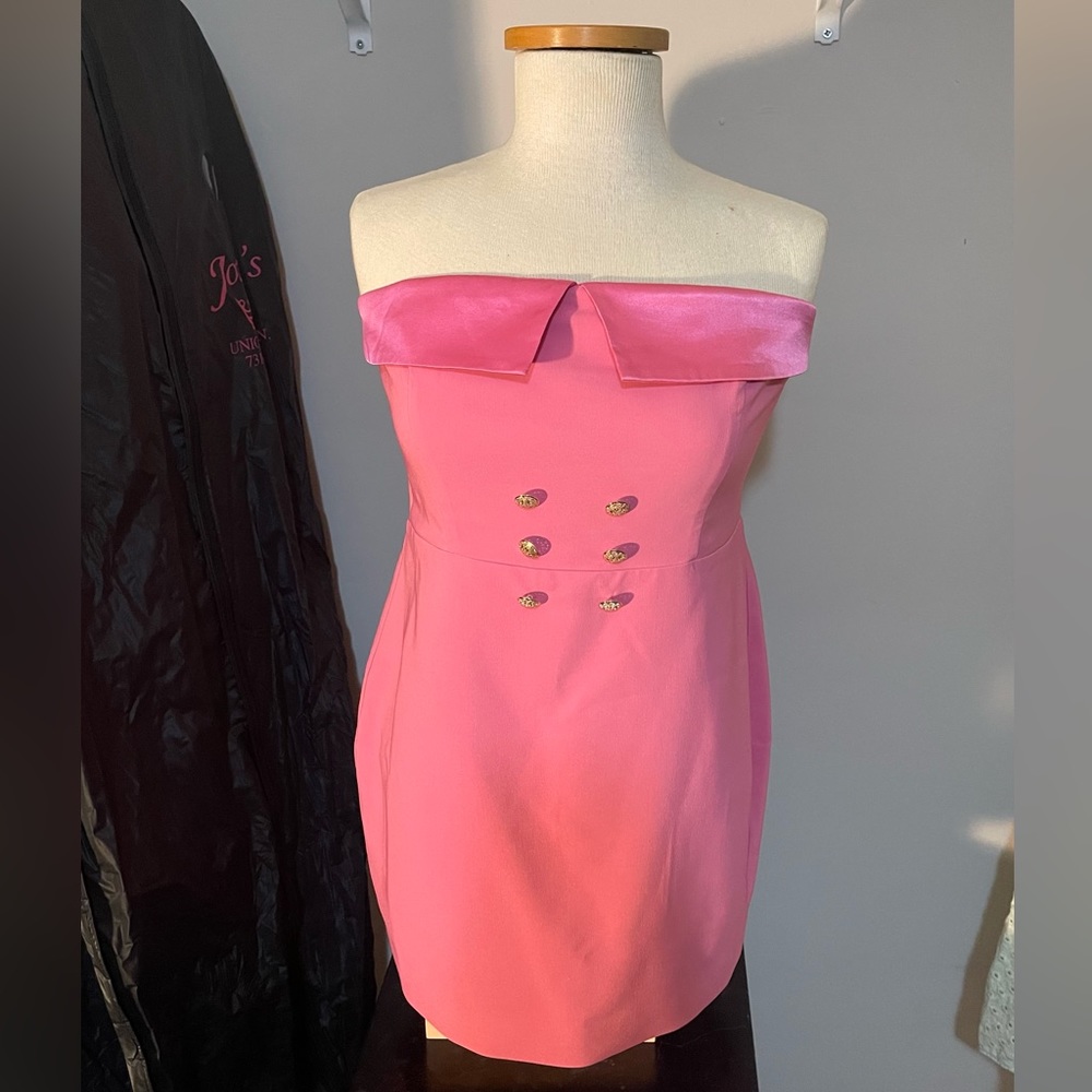 MESHKI pink strapless dress, Size L. Worn once.